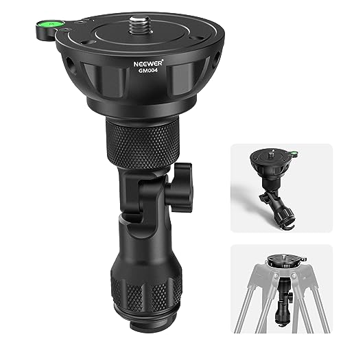 NEEWER 75mm Half Bowl Base Leveling Adapter with 180° Foldable Handle for Tripod/Fluid Head, Aluminum Tripod Leveler with ⌀50mm Bowl Base, Sandbag Hook, 3/8