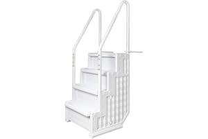Aqua Select Anti-Slip in-Pool Steps | White | for Above Ground Swimming Pools | Can Mount to Decks 48" to 54" H | Safety Stairs Capacity Up to 250 lbs