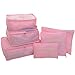 6 Sets Travel Organizers Packing Cubes Laundry Bag Luggage Compression Pouches (6 Sets Pink)