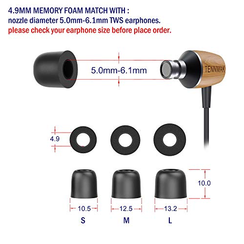 TENNMAK 12pcs Ultra Strong Earphone Memory Foam Eartips Tips Earpads Earbud Tips Mushroom Foam Tips Suit for 4.5-7mm Nozzle in-Ear Earphones with Storage Box (4.9mm-Small/Middle/Large) - Thumbnail 2