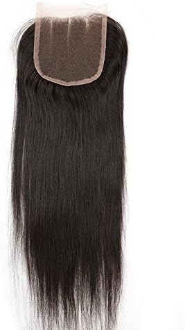 VINUSS 4X4 Three Part Straight Swiss Lace Closures Brazilian Remy Human Hair(12 Inch,Natural Color)