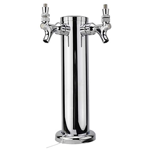 HighFree Polished Stainless Steel Tower Double Faucet Tap Tower Draft Beer Tower Double Faucet Dispenser 3 inch Diameter Draft Beer Tower