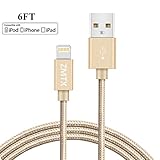 Charger Cable 6 Feet Nylon Braided for iPhone 7/7 Plus/6/6s/6 Plus/6s Plus/5/5c/5s/SE,iPad iPod Nano iPod Touch Gold