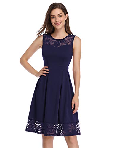 KOJOOIN-Damen-Spitzenkleid-Cocktailkleid-Festliche-Brautjungfernkleider-fr-Hochzeit-Knielang-Abendkleider-Verpackung-MEHRWEG