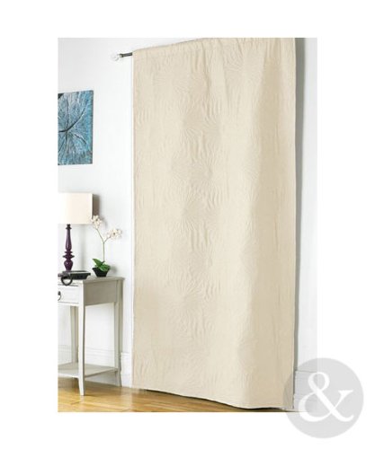 White Thermal Door Curtains Floral Embossed Warm Draught Draft