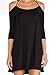 Persun Women's Black Cold Shoulder Cross Backless Spaghetti Strap Mini Dress