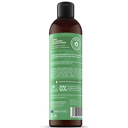 All-Natural Hemp Oil Conditioner for Brittle Hair | Paraben Free Dermatologically-Tested Caffeine, Vitamin B5 and Hemp Oil-Based Hair Conditioner for Hydrated Healthy Shine and Regeneration - Image 3