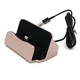 iPhone Charger Dock, ZYSTERT Desktop Desk Charger Dock Cradle Base Charging Station with Charger Cable for iPhone 6 / 6S / 6S Plus , iPhone 5 / 5S / 5C / SE and iPod Touch (Rose Gold)