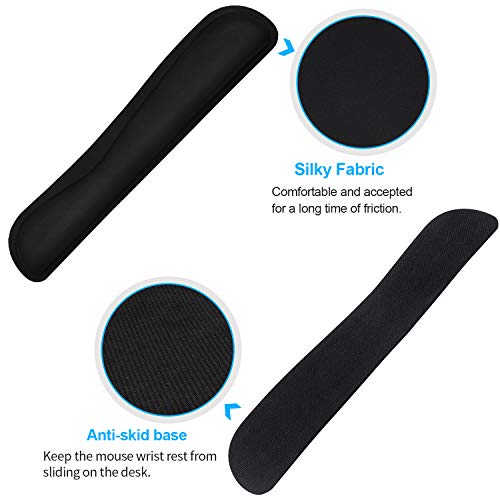 Memory Foam Keyboard and Mouse Wrist Rest, HENVREN Lightweight Pad Support for Easy Typing&Pain Relief, Durable&Comfortable Wrist Cushion Fit for Office,Computer and Home(Black) - Thumbnail 3