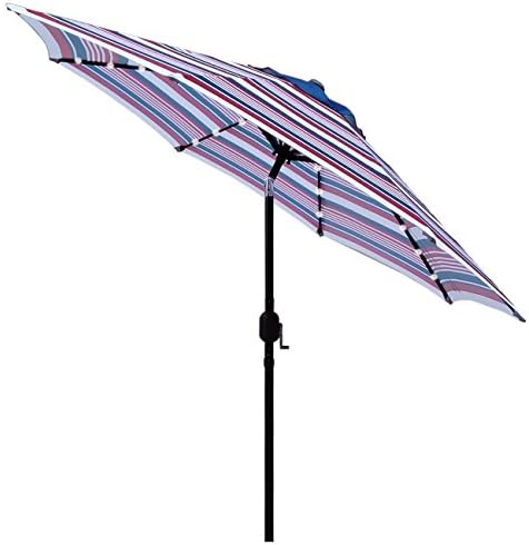 Sunnyglade 9 Solar 24 Led Lighted Patio Umbrella With 8 Ribs Tilt Adjustment And Crank Lift System Teal Blue