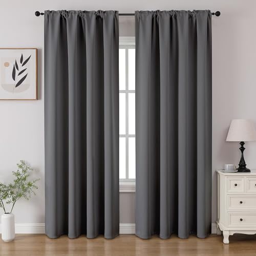 CUCRAF Light Grey Blackout Curtains Length