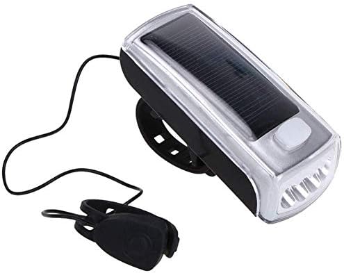 4LED Bicycle Headlight Solar USB Charging 800mAh Portable Torch with Horn 3 Modes Dimming Night Riding Flashlight-Black lamp