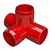 FORMUFIT 1” 4-Way Tee Furniture Grade PVC Fitting in Red, Made in USA, UV-Resistant, Impact-Proof, 1.315” Actual Socket Diameter (Pack of 4) - F0014WT-RD-4