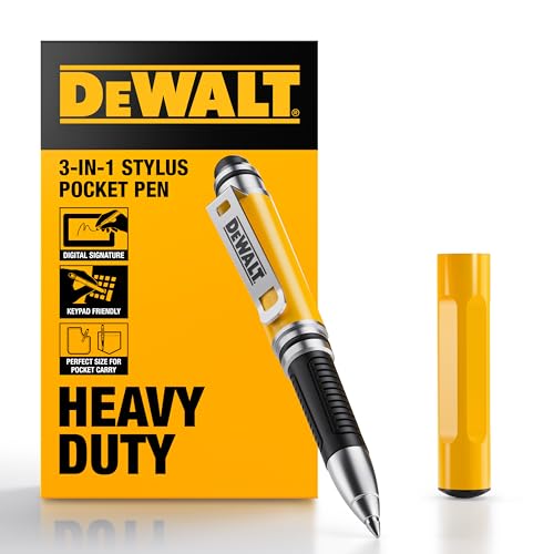 DEWALT Lápiz Stylus 3 en 1, Lápiz Stylus de Bolsillo para iPad, para Pantalla Táctil, Bolígrafo con Punta Stylus, Mini con Teclado, Compatible con iPhone
