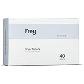 FREY Naturally Scented Dryer Sheets - Fabric Softener for Soft, Fresh & Clean Clothes (1-pack, Fragrance-free)