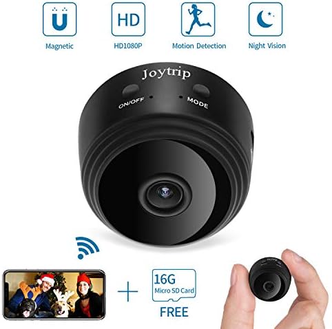 JOYTRIP Mini Hidden Camera WiFi Wireless HD 1080P IP Small Cam Home Security Nanny Cam Built-in Battery with Motion Detection/Night Vision for iPhone/iPad/Android (16G TF Card)