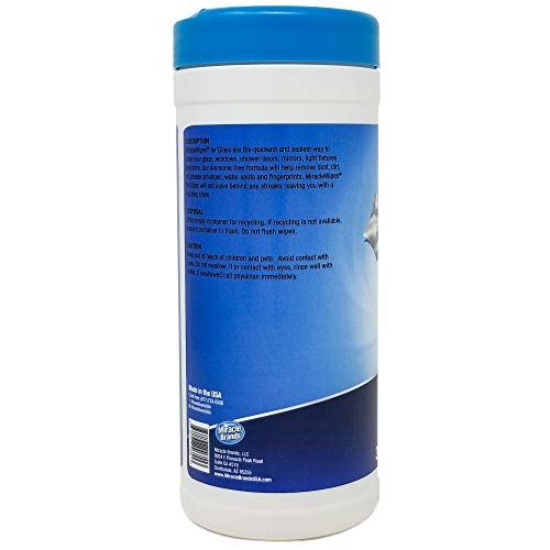 MiracleWipes for Glass - Disposable, Streak Free Cleaning Wipes for Mirrors, Windows, Home and Auto - (30 Count)