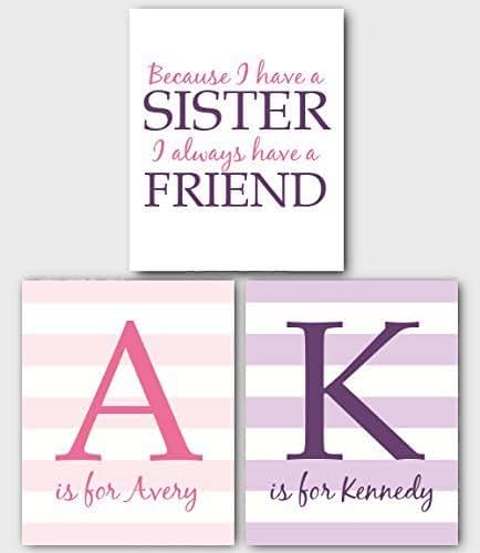 Amazon.com: Set of 3 Prints | Sister Wall Art | Sister Decor | Girl