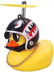 wonuu Rubber Duck Toy Car Ornaments Yellow Duck Car Dashboard Decorations with Take-Copter Helmet for Adults, 