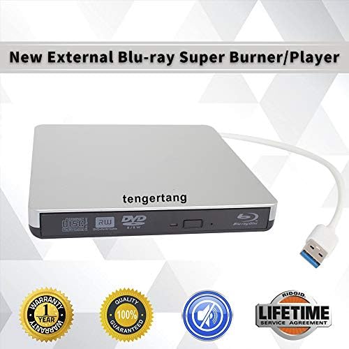 External Blu-ray DVD/BD/CD Drive Portable Blu Ray Burner USB 3.0 External 3D Blu-ray Player BD-ROM CD/DVD-ROM Writer/Rewriter CD/DVD-RW Reader for Windows, Mac OS Laptop, Computer (Blue)