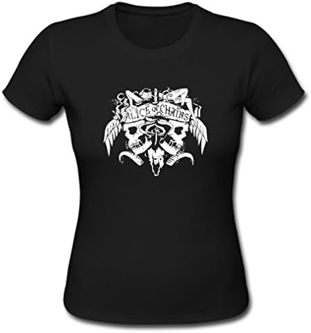 HJGBEDS Womens Rock band Alice in Chains Logo Tshirt Tees Large Black