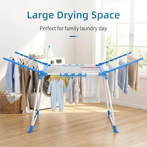REOCLE Foldable Clothes Drying Rack with Adjustable Wings | Indoor & Outdoor Use, For Towels & Bedding, Laundry Stand, Portable Design