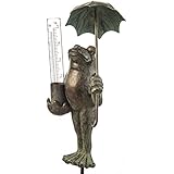 Evergreen Garden Decorative Polystone and Metal Frog Statue with a Glass Rain Gauge - 4