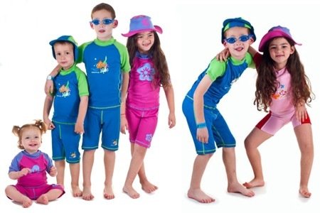 Boys size 4 Blue/Orange Sun UV Protective Rashguard & shorts Age 4 Years Old