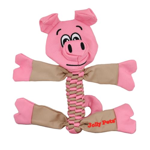 Jolly Pets Animal Flathead Tug/Squeak Dog Toy, Pig; Large