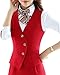 Vocni Women's V-Neck Sleeveless 3 Button Fully Lined Slim Fit Economy Dressy Suit Vest Waistcoat