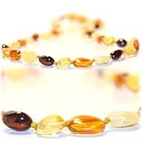 The Art of Cure Baltic Amber Teething Necklace - FTIR Lab Tested Authentic Amber (Multi Color Beans)