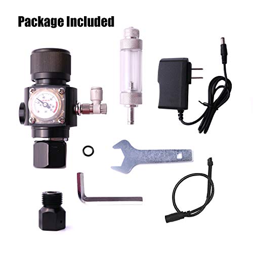 Fzone Aquarium CO2 Regulator Triple Stage with DC Solenoid and Bubble Counter Check Valve Compatible Painball Tank CGA320 CO2 Cylinder