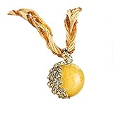 Doinshop Luxury Women's Bohemian Rhinestone Necklace Peacock Gem Pendant Statement (yellow)