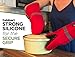 Cuisinart Silicone Oven Mitts, 2 Pack – Heat Resistant To 500 Degrees – Handle Hot Kitchen Items Safely – Non-Slip Silicone Grip Oven Gloves with Insulated Deep Pockets and Hanging Loop – Red