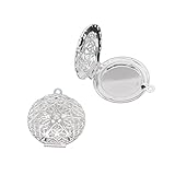 Housweety 5 Silver Plated Photo Locket Frame Pendants 32x27mm