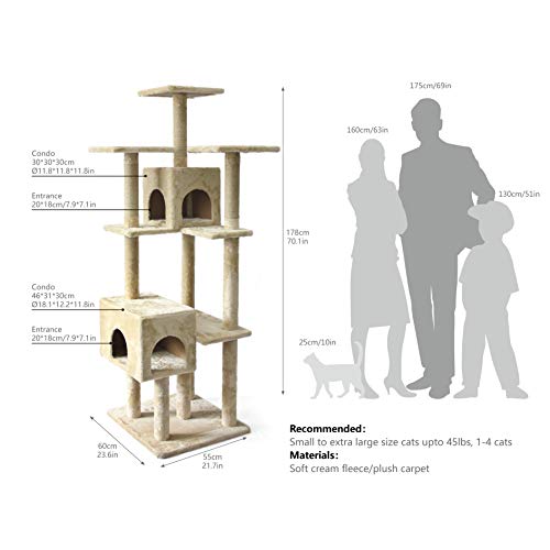 Amazon Basics Large Cat Condo Tree Tower with Dual Caves And Scratching