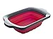 XL Large Kitchen Strainer by Comfify - Collapsible Silicone Over-The-Sink Colander with Extendable Handles - Use with Pasta, Fruit, Berries & Veggie - 6 Quart - Red