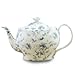 Gracie China Blue Rose Chintz 11-Piece Tea Service, 4-Cup Teapot Sugar Creamer and Four 7-Ounce Cups and Saucers