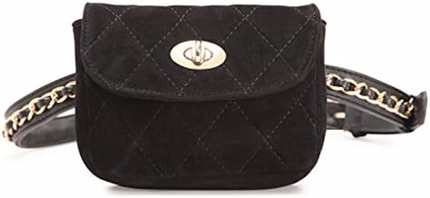 Woman's Fashionable Fanny Pack Purse Bag Cell Phone Purse Pouch with Wrist Chain Tote Travel Bag Card Holder Massager Bag (Black)