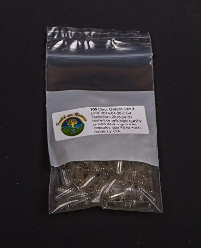 HealthViaNature 100 Clear Gelatin Empty Capsules (size 4)