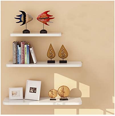 WUDENHOM Picture Ledge Wall Mounted, Set of 3 White Hanging Modern Long Display Décor Small Plants Toys Comic Books Storage for TV Setting Nursery Dorm Parlor(White, 11.8/15.7/15.7Inch Long)