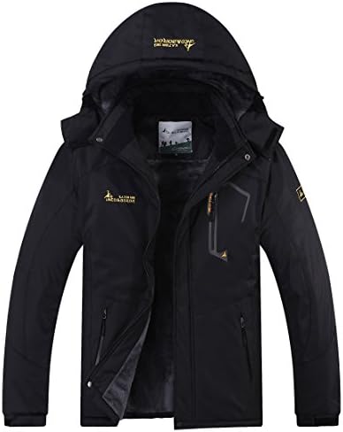 Waterproof Mens Snow Ski Jacket Winter Snowboard Windproof Rain Skiing Jackets For Adults Hooded Breathable Outdoor Hiking Coat Water Resistant Mountain Fleece Outwear