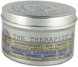 The Therapist Candles 6 Oz Tin Can Jar No. 06 Tranquil Lavender Mint Soy Candle, Silver