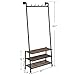 VASAGLE Coat Rack with Shoe Rack, Industrial Pipe Style Hall Tree, Angled Coat Stand for Hallway Entryway, Standing Against The Wall, Bolt Hooks and Slat Shelves, Stable Metal Frame, Black URCR75BX