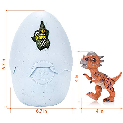 Dinosaur Hatching Egg, Surprise Growing Dino Egg Toy Mini Stygimoloch Dinosaur Figures Inside with LED Light, Music, Lifelike Hatching Sound