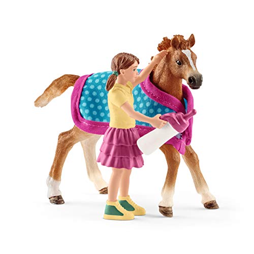 schleich 42361 Fohlen mit Decke, für Kinder ab 5-12 Jahren, HORSE CLUB - Spielset