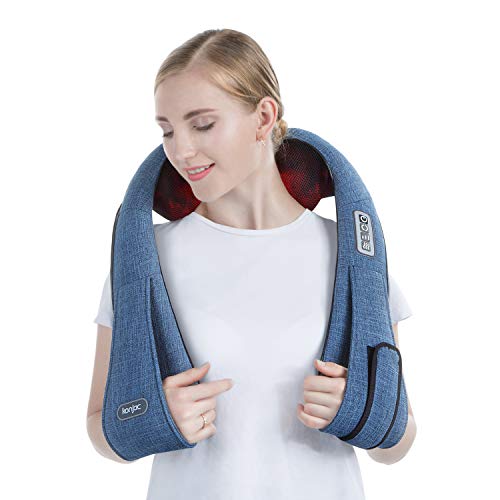 konjac Neck Massager Shiatsu Shoulder Massage with Heat Electric Deep Kneading Massage for Back Pain Use at Home Office and Car