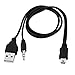 Allytech 1 Pack Black 20 Inches Mini USB to a Male Data Charger Cable with 3.5mm Audio Aux Data USB Cable