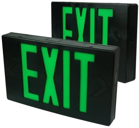 eTopLighting 2PCS Black Finished LED Green Emergency Exit Sign - Modern Battery Backup UL924 - Green Letter, E3SCG-B-2