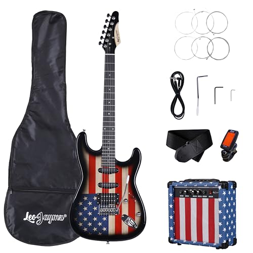 Leo Jaymz 39" Full Size ST Style Electric Guitar Starter Kit with SSH ...